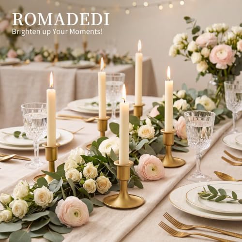 Candlestick Holders Taper Candle Holders, Romadedi Gold Candle Stick Candle Holder for Table Centerpiece, Wedding Reception, Festive Christmas Mantel Decoration or Home Decor, Set of 18