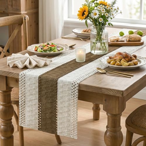 Artoid Mode Coffee Farmhouse Rustic Table Runner 12x48 Inch