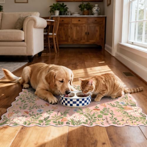Front Door Mat Indoor Outside Entrance - 2x3 Ft Pink Floral Rug
