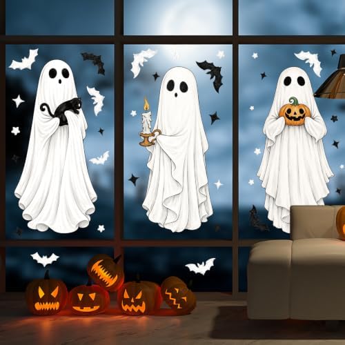 DIYASY Large Halloween Ghost Window Clings, Double-Sided Window Stickers