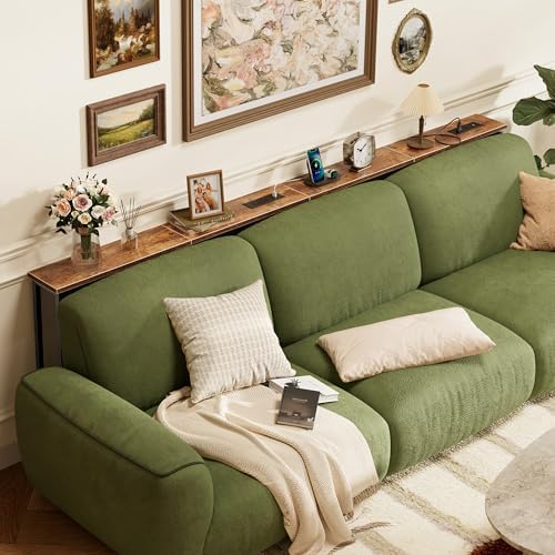 SUPERJARE 94.5 inch Narrow Behind Couch Table with Charging Stations