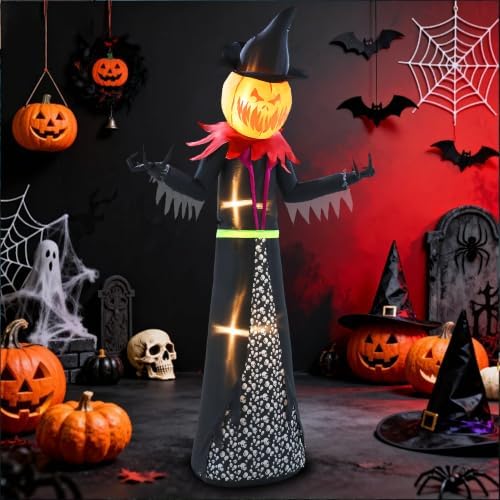 Halloween Inflatable 9FT Giant Pumpkin Witch Outdoor Decorations