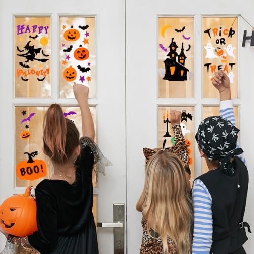 JOICEE 6 Sheets Halloween Gel Window Clings Decor