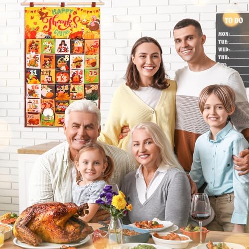 HOWAF Thanksgiving Advent Calendar(Countdown to Thanksgiving),30 Days Mystery Thanksgiving Countdown Calendar with 30 Pockets for Give Thanks Autumn Treats Fall Gifts, Thanksgiving Calendar Wall Decor