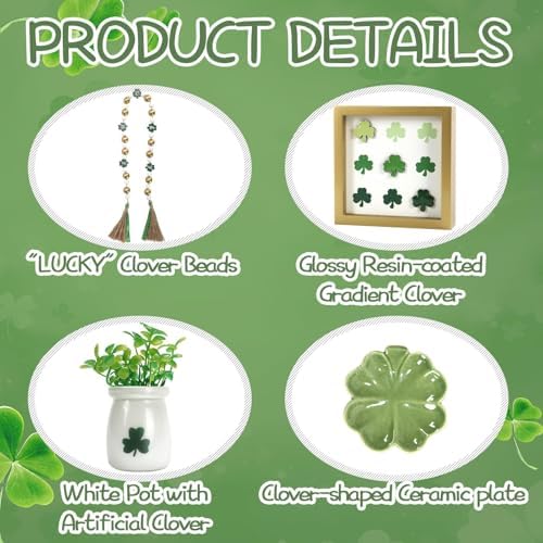 St Patrick's Day Decoration 8 PCS Saint Patty's Day Tiered Tray Decor Set