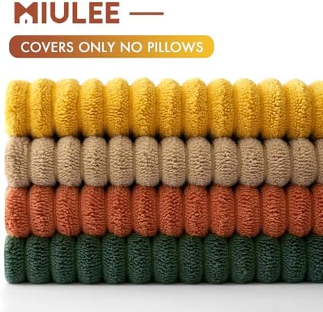 MIULEE Fall Corduroy Decorative Throw Pillow Covers Green-Rust 18x18