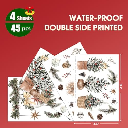 Horaldaily 45 PCS Christmas Window Cling Sticker, Brown Xmas Trees Ball Ornaments for Home Party Supplies Shop Window Glass Display Decoration