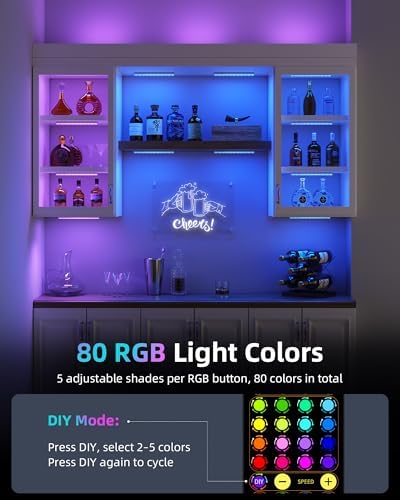 EZVALO 80RGB Display Shelf Lights, LED Under Cabient Light with Remote
