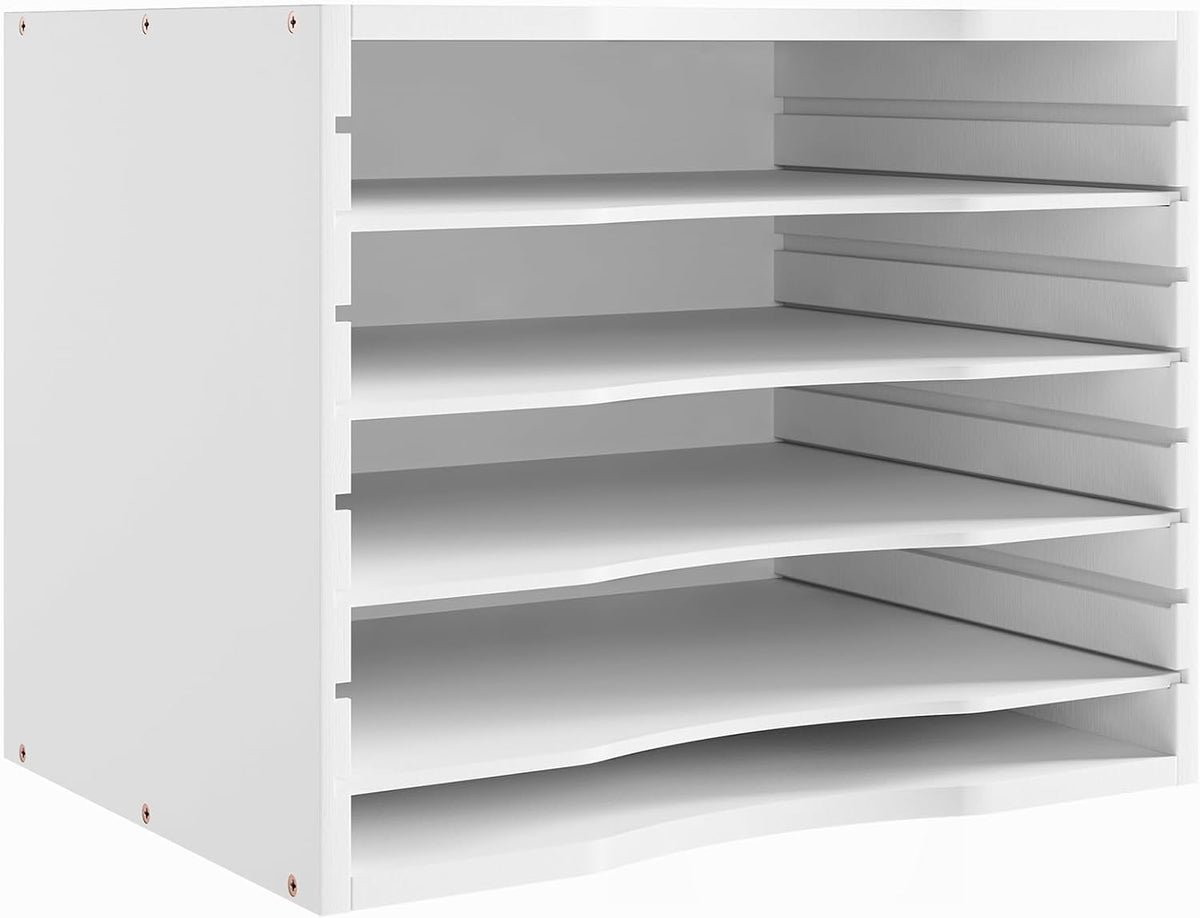 Bamjoy Bamboo 5 Tier Desktop Organizer, Paper Organizer Mail Sorter, File Holder Letter Document Storage with