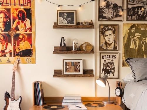 upsimples Floating Shelves for Wall Decor and Storage, Brown, 6Pcs 15.7''