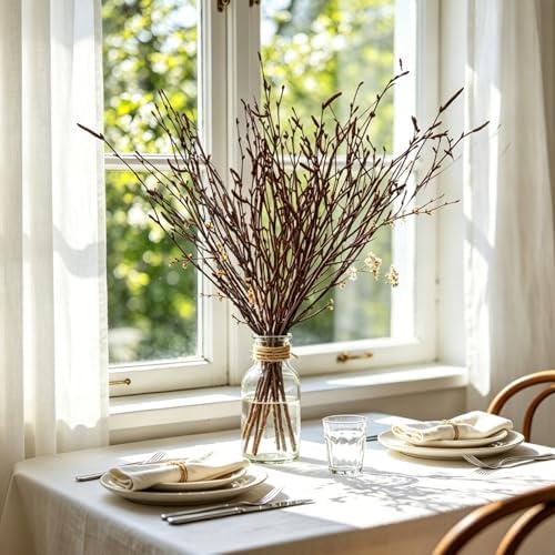 Natural Birch Branches, 30 Pcs Dried Twigs and Branches for Vases, 17" Tall Real Wood Sticks for Floor Vase Filler, Boho Rustic Home Decor, Wedding Centerpieces Arrangement