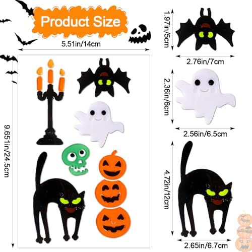 JOICEE 6 Sheets Halloween Gel Window Clings Decor