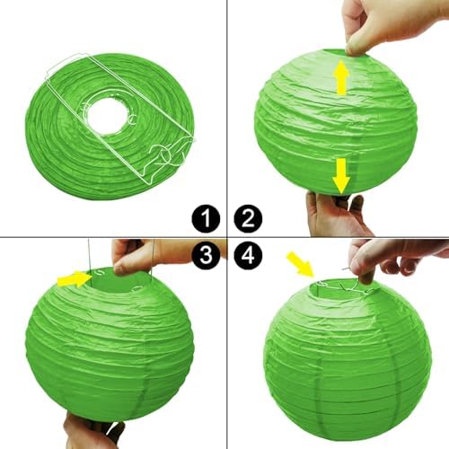 12 Pcs Green Party Paper Lanterns Green Party Supplies Round Chinese Paper Lanterns for Spring Theme Party Birthday Baby Shower Graduation Wedding St Patricks Day Decor