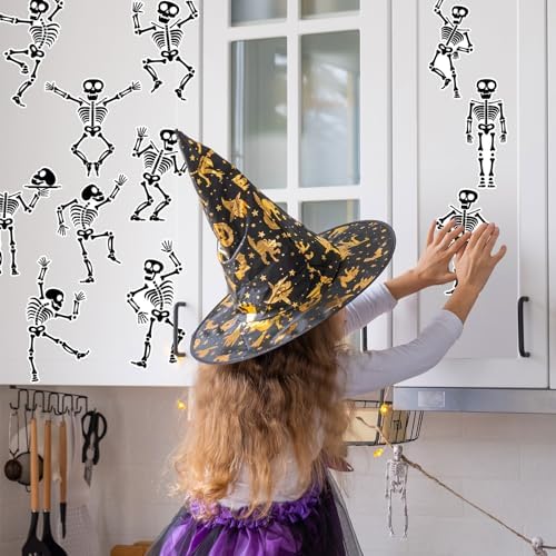 Whaline 16 Pcs Halloween Refrigerator Magnets Skeleton Fridge Magnets Holiday Metal Magnetic Stickers Decal for Garage Door Locker Mail Box Decor