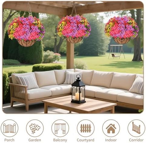 2 Sets Artificial Hanging Flower for Outdoors(Mixed)