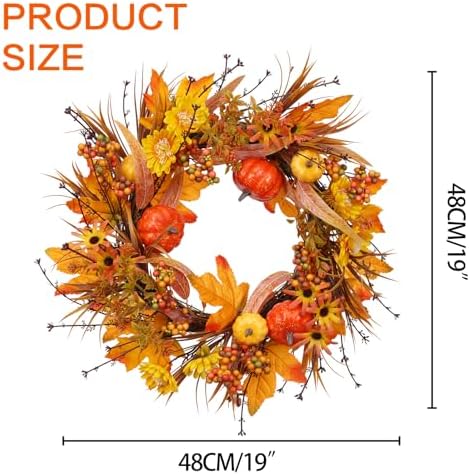 19In Fall Wreaths Front Door Decor for Home Autumn Thanksgiving