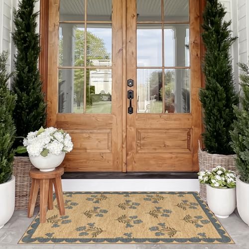 Floral Outdoor Rug - 28"x43" Front Door Mat Indoor Outside Entrance