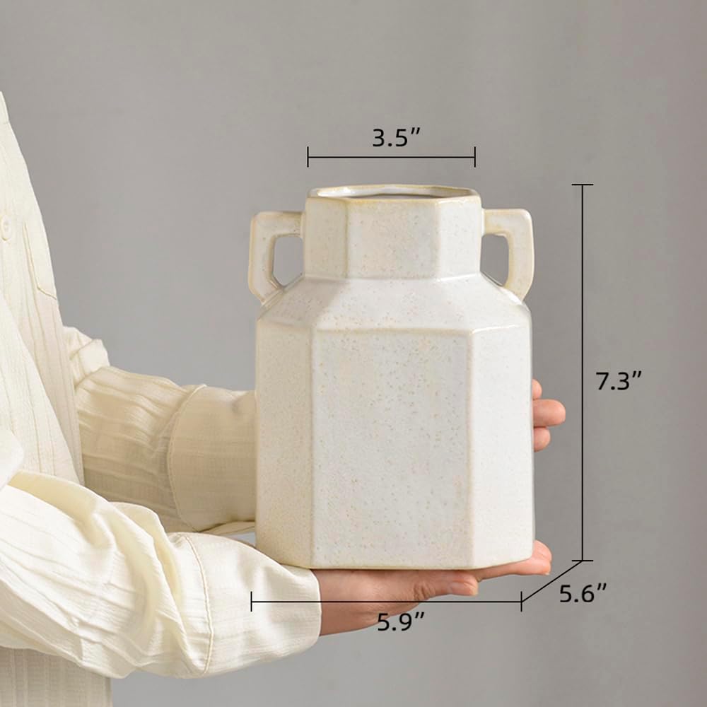 White Boho Vase / 7.3 Inch-white / 7.3 Inch
