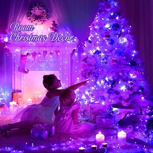 JMEXSUSS Connectable 8 Modes 100 LED Purple Halloween Lights Indoor Plug in