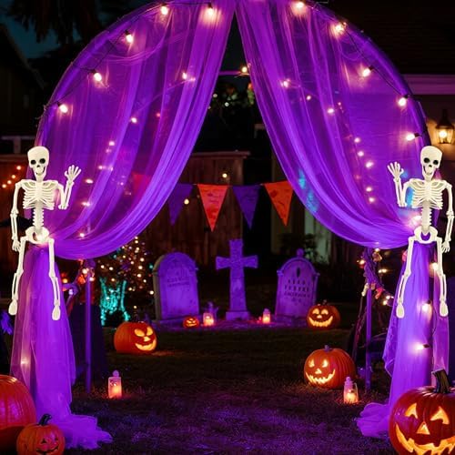 4 PCS 15.7" Posable Halloween Full Body Skeleton Decor with Movable Joints