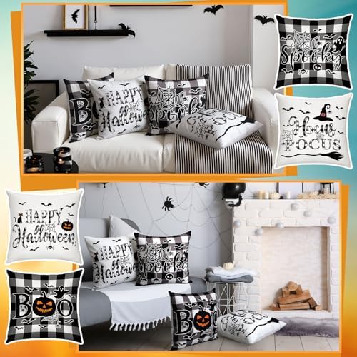 GlikCeil Set of 16 Christmas Pillow Covers 18 x 18 Inch Holiday Throw Pillow Covers Halloween Fall Winter Seasonal Pillowcases Decorative Cushion Pillowcases for Farmhouse Home Couch Sofa Decor