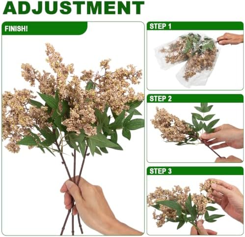Daynight 6 Pcs Artificial Berry Stem for Vase, 17 in Faux Nandina Branches Fall Floral Picks Fake Realistic Berry Spray for Wedding Autumn Farmhouse Home Decor (6, White, 17Inch)