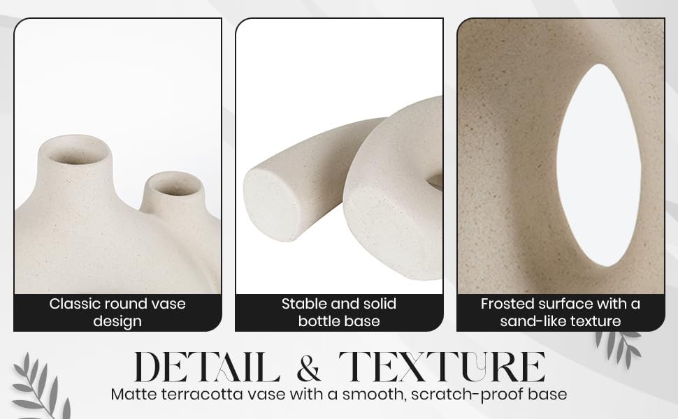 Ceramic Hug Vase Modern Donut Style Hugging Vases for Flowers Minimalist Decor / Creamy White