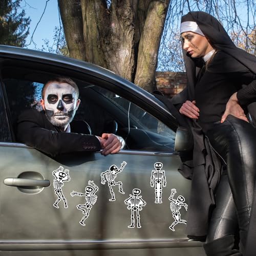 Whaline 16 Pcs Halloween Refrigerator Magnets Skeleton Fridge Magnets Holiday Metal Magnetic Stickers Decal for Garage Door Locker Mail Box Decor
