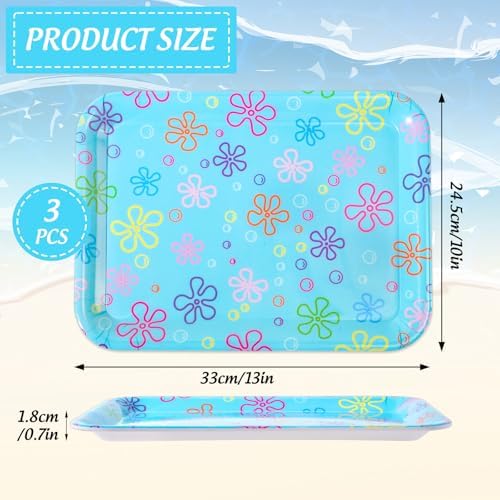 JarThenaAMCS 3Pcs Cartoon Sponge Serving Trays Under the Sea Flower Bubble Reusable Serving Dishes Melamine Platter Party Decoration for Ocean Birthday Party Sharing Snacks Fruit Dessert, 13 x 10 Inch