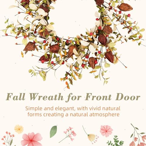 YNYLCHMX 20" Fall Wreath for Front Door, Eucalyptus and Berry Decor