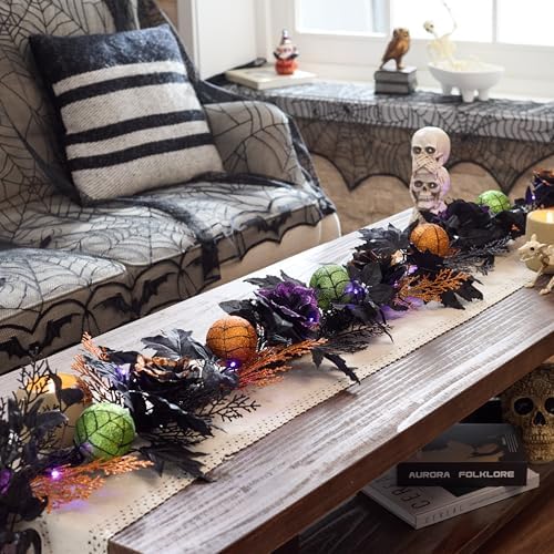 Valery Madelyn 6ft Pre-Lit Halloween Garland for Mantle Party Decorations