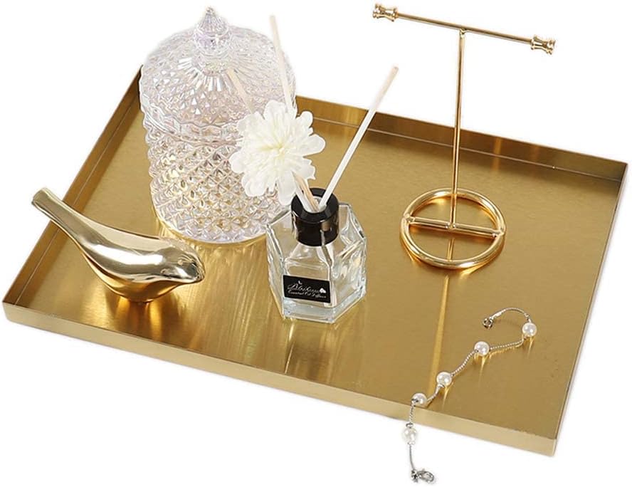 Gold Tray / Small Candle Holder / Sanding Gold / 11.9 x 8 x 0.6