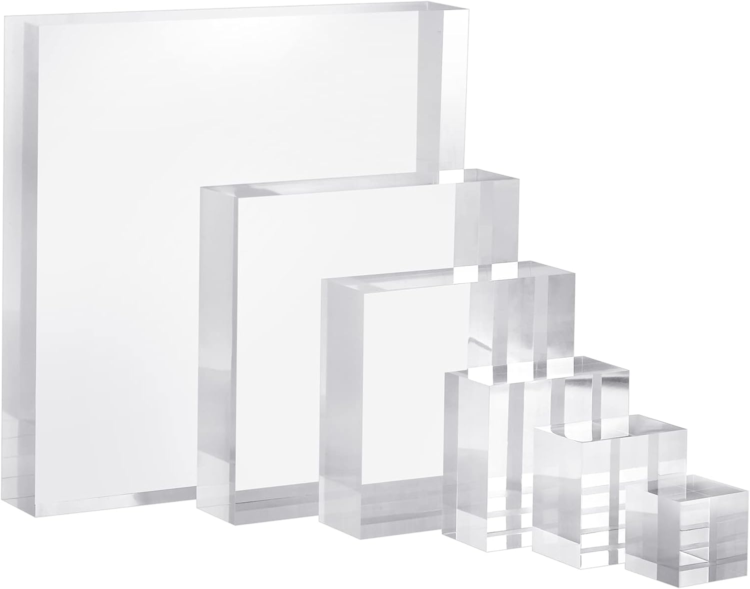 CiaoHER 2in Solid Acrylic Cube Display Block, 2" x 8" x 8" | 2in Thickness, Clear Polished, Pedestal Stand Riser, Solid