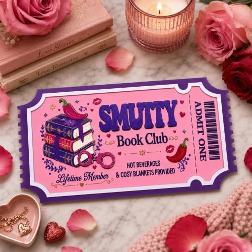 Smutty Book Club Shelf Decor - Lifetime Member Ticket Sign, Spicy Romance Bookish Decor for Book Nook, Smut Reader Gifts for Women Book Lovers