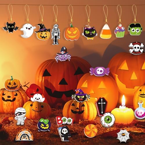36Pcs Halloween Tree Ornaments Double Sided Acrylic Hanging Decor