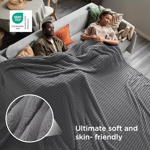 Bedsure Soft Large Fleece Blanket for Bed Frost Gray 120"x120"