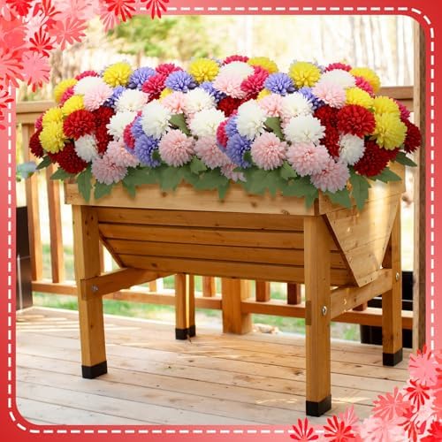 XunYee 12 Pcs Fall Artificial Flowers for Outdoor Faux Mums,Vivid Color