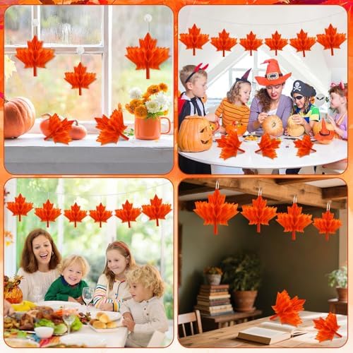 15Pcs Maple Leaf Honeycomb Decorations Fall Thanksgiving Decor