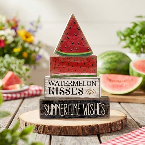 Lineshading 4 Pcs Summer Table Decor Wooden Watermelon Tiered Tray Decor