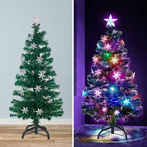 Prsildan 4 FT Fiber Optic Christmas Tree with Lights Artificial Xmas Trees