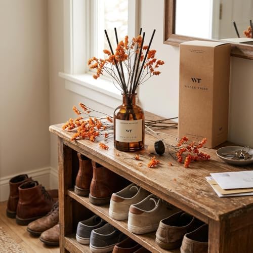 WEALD TRIBE Flower Reed Diffuser Set Neroli Scent for Bathroom Accessories Shelf Decor & Air Fresheners, Sticks