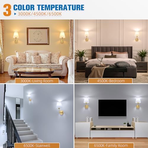 NIORSUN 13.8 inch Battery Operated Wall Sconce Set of 2,Gold Rechargeable Wall Lights with 10400mAh Dimmable Detachable