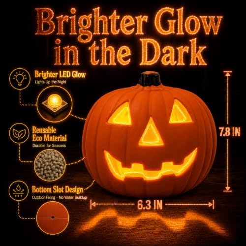 Halloween Light up Pumpkin | Plastic Jack O Lantern, LED, Orange