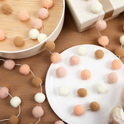 MARFOREVER 4 Pack 26.3 Ft Boho Pom Pom Garland Felt Ball Garland Decoration
