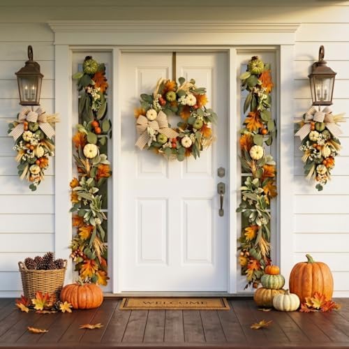 Valery Madelyn 6ft Fall Garland for Mantle with Pumpkins