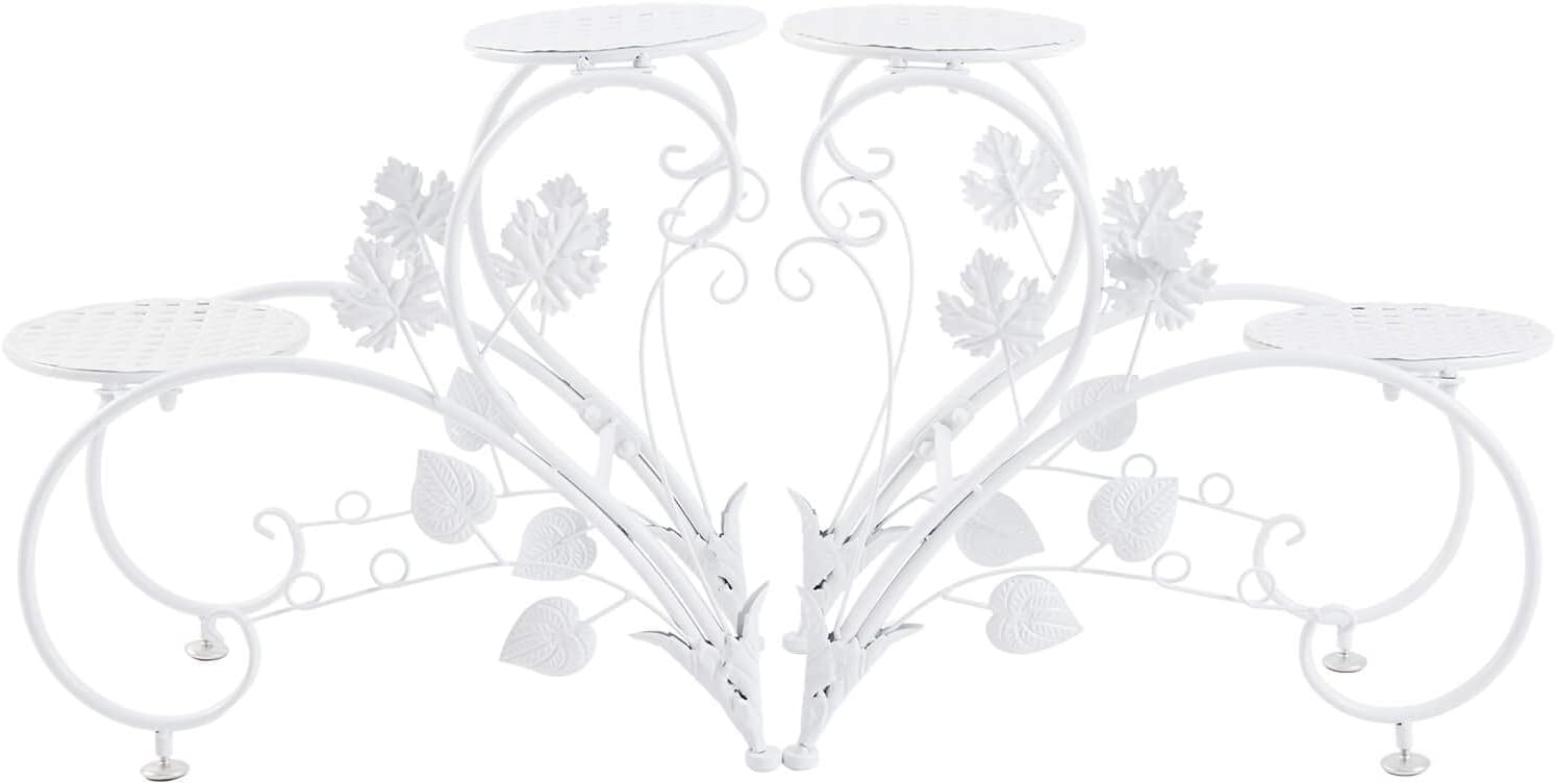 unho Plant Stand Heart Shaped: Set of 2 Metal Flower Racks outdoor | Potted Iron Planter Display Shelves Holder for