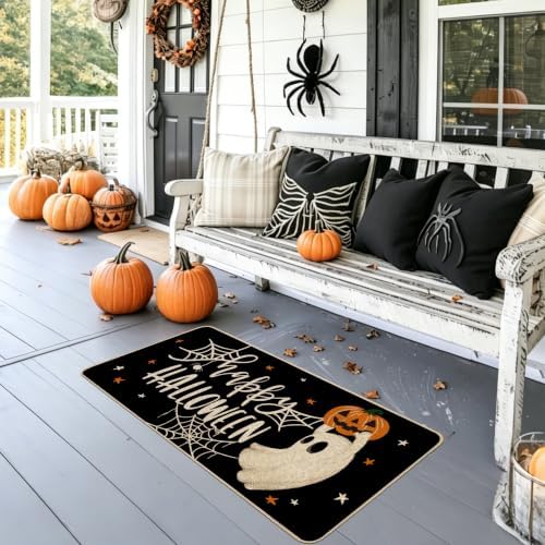 Baccessor Halloween Welcome Doormat Ghost Pumpkin 17x36 Inch
