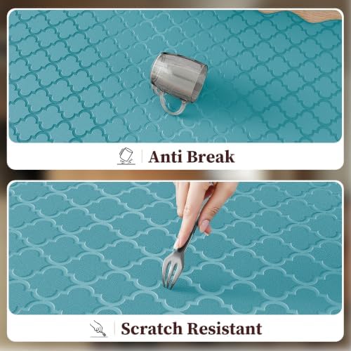 Arenarug Upgrade Scalloped Kitchen Mats for Floor 2PC, Blue Kitchen Rugs