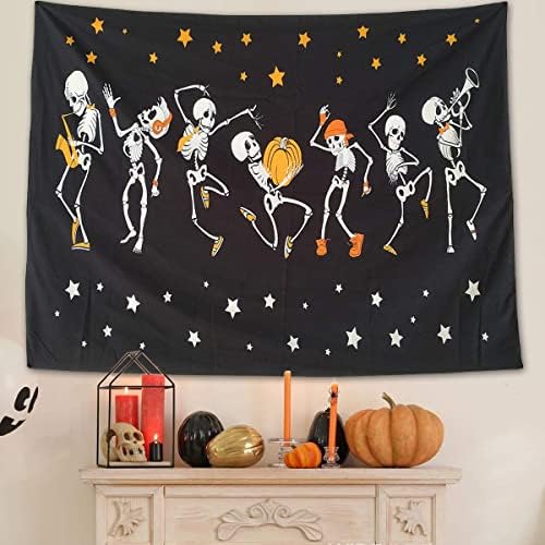 NASKY Halloween wall Tapestry Wall Hanging Skull Tapestry Trippy Black and White Tapestry for Room Paty Decor(51.2" X 59.1"-(130x150cm))