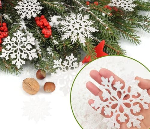 kockuu Christmas Decorations Snowflake Ornament White for Tree Decor Craft